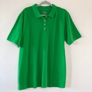 Lands End 1X Green Polo Top Blade Green Pique Cotton Short Sleeve NEW